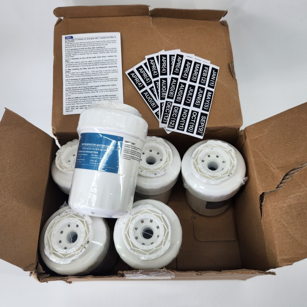 6 Pack Refrigerator Water Filter Replacement GE MWF‎ SmartWater GWF MWFP White